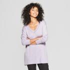Women's V-neck Luxe Pullover Sweater - A New Day Lavender (purple)