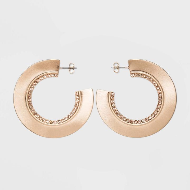 Glass And Gems Brushed Hoop And Statement Earrings - A New Day Gold
