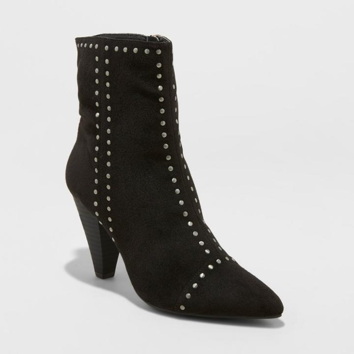 Target Women's Lona Microsuede Studded Heeled Bootie - Universal Thread Black