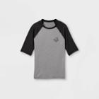Boys' Raglan Wave Short Sleeve Rashgaurd Swim Shirt - Art Class Heather Gray