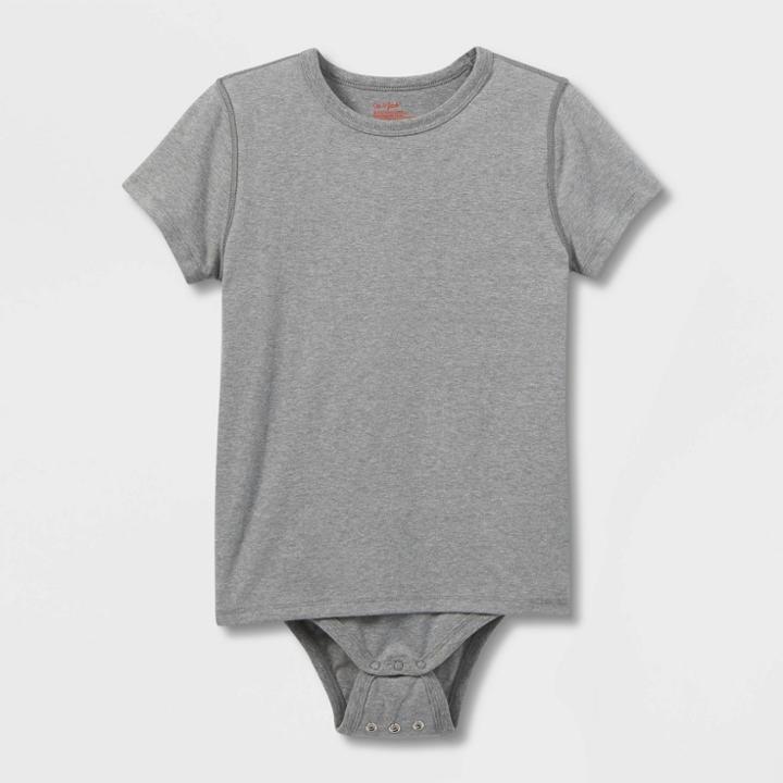 Kids' Adaptive Short Sleeve Bodysuit With Abdominal Access - Cat & Jack Gray