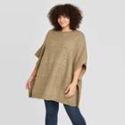 Women's Plus Size Poncho Sweater - Universal Thread Olive One Size, Green