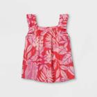 Girls' Printed Flutter Sleeve Woven Top - Cat & Jack Coral