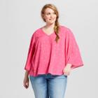 Women's Plus Size Geometric Print Long Sleeve Blouse - Ava & Viv Berry