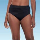 Women's Slimming Control Shirred Side High Waist Bikini Bottom - Dreamsuit By Miracle Brands Black