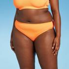 Juniors' Plus Size Ribbed Cheeky Bikini Bottom - Xhilaration Orange