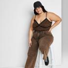 Women's Plus Size Lace Trim Tiny Tank Top - Wild Fable Copper Leopard Print