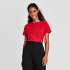 Women's Short Sleeve Casual T-shirt - A New Day Dark Red