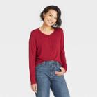 Women's Long Sleeve Henley T-shirt - Knox Rose Red