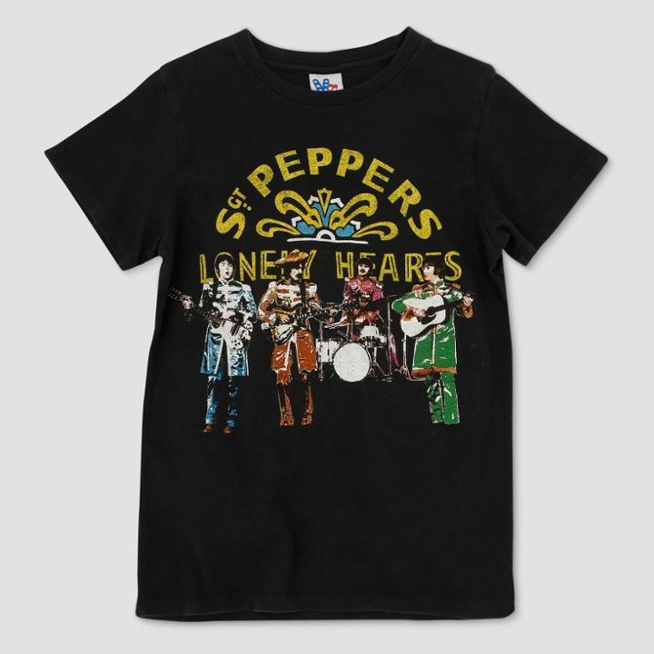 Junk Food Boys' The Beatles Short Sleeve Crew Neck T-shirt - Black