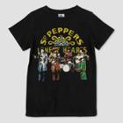 Junk Food Boys' The Beatles Short Sleeve Crew Neck T-shirt - Black