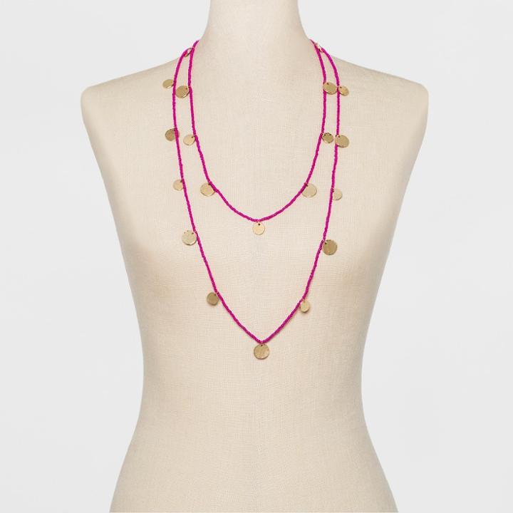 Sugarfix By Baublebar Beaded Layered With Gold Coins Necklace - Pink, Women's