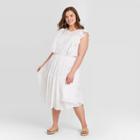 Women's Plus Size Sleeveless Embroidered Ruffle Dress - Universal Thread White 1x, Women's,