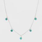 Silver Plated Stone Bead Necklace & Earring Set - A New Day Green/gold, Girl's,