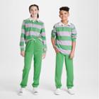 Kids' Rugby Striped Long Sleeve Polo Shirt- Art Class Green/purple