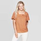 Women's Printed Short Sleeve Square Neck Top - Knox Rose Orange