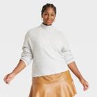 Women's Plus Size Mock Turtleneck Pullover Sweater - Ava & Viv Gray