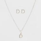 Sterling Silver Initial D Earrings And Necklace Set - A New Day Silver, Girl's,