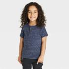 Toddler Boys' Short Sleeve Henley T-shirt - Cat & Jack Heather Navy Blue