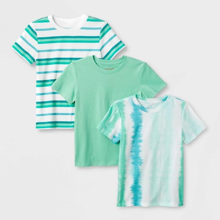 Toddler Boys' 3pk Short Sleeve Tie-dye T-shirt - Cat & Jack Green/orange