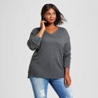 Women's Plus Size V-neck Pullover - A New Day Charcoal (grey) X