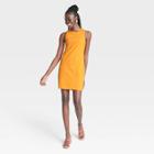 Women's Sleeveless Rib Racer Dress - A New Day Orange