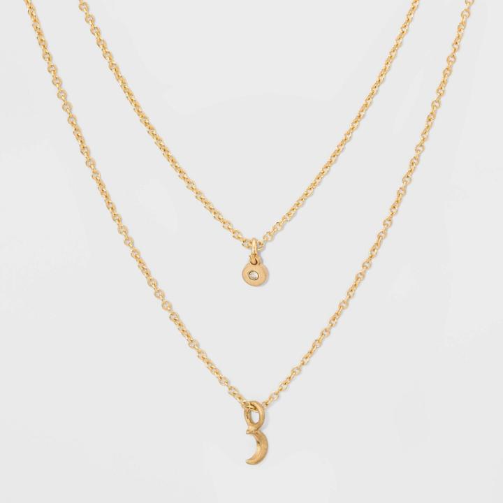 Distributed By Target Two Rows And Moon Short Necklace - Gold