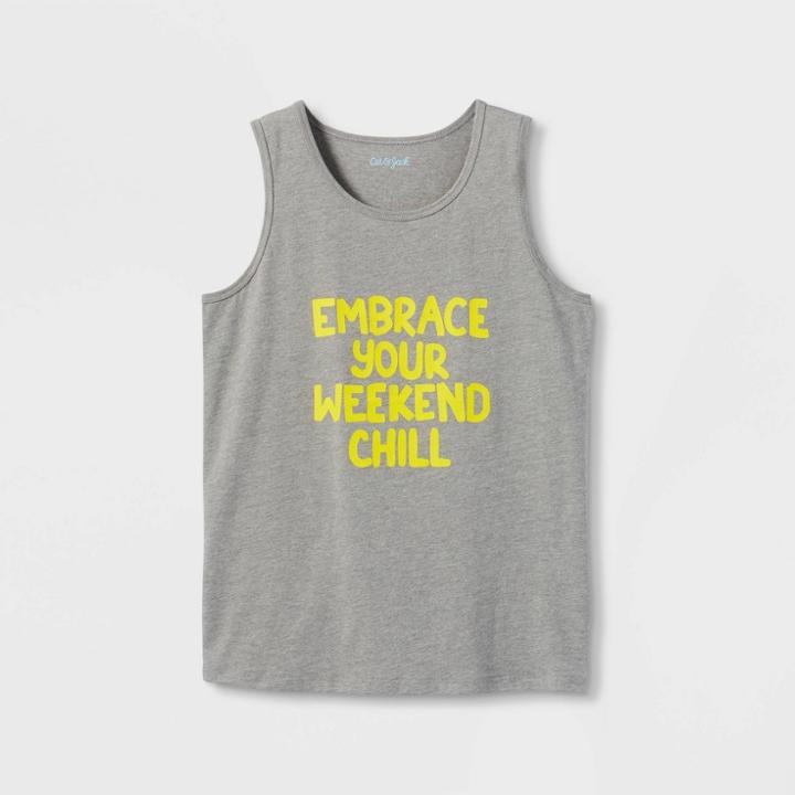 Boys' 'embrace Your Weekend Chill' Graphic Tank Top - Cat & Jack Heather Gray