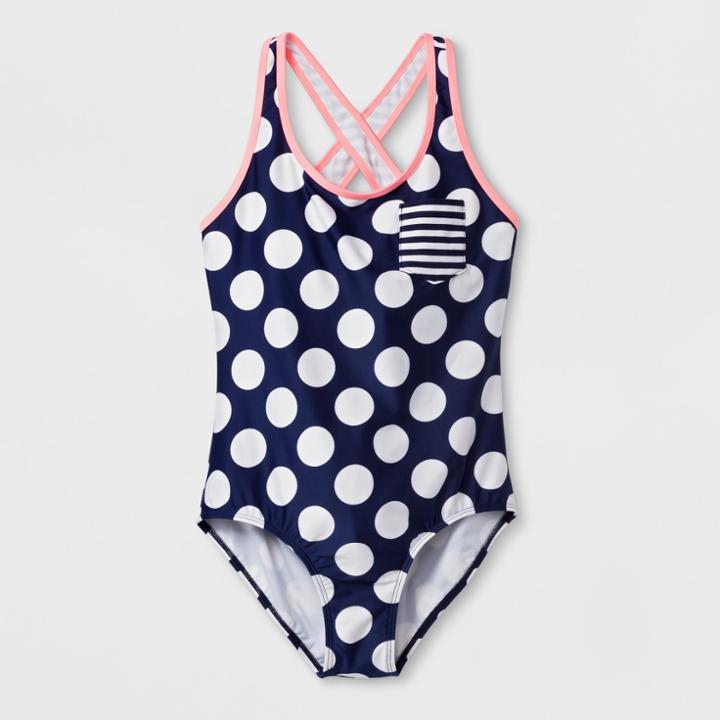 Plus Size Girls' Lucky Me One Piece Swimsuit - Cat & Jack Blue