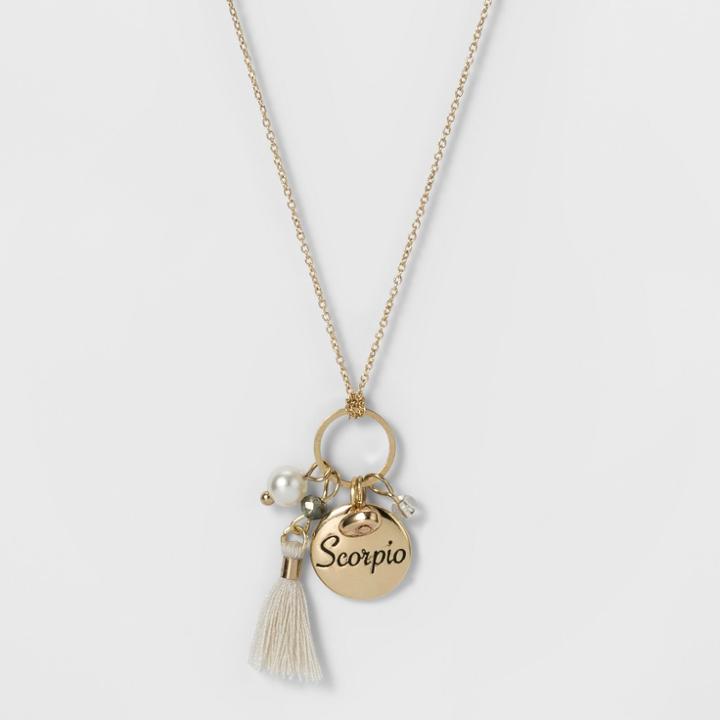 Target Women's Fashion Zodiac Scorpio Charm Necklace - Gold, Bright Gold Zodiac