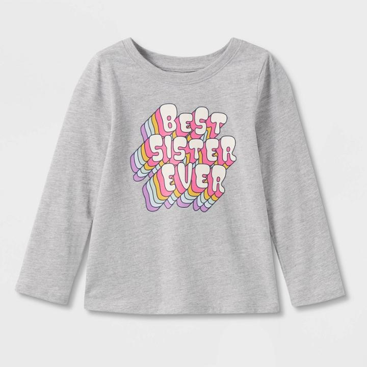 Toddler Girls' 'best Sister Ever' Long Sleeve Graphic T-shirt - Cat & Jack Gray