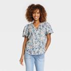 Women's Short Sleeve Lace-up Top - Knox Rose Assorted Blues