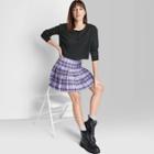 Women's Long Sleeve Boxy Waffle Henley T-shirt - Wild Fable Black