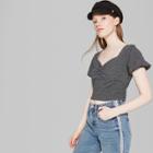 Target Women's Polka Dot Sweetheart Short Sleeve Top - Wild Fable Black