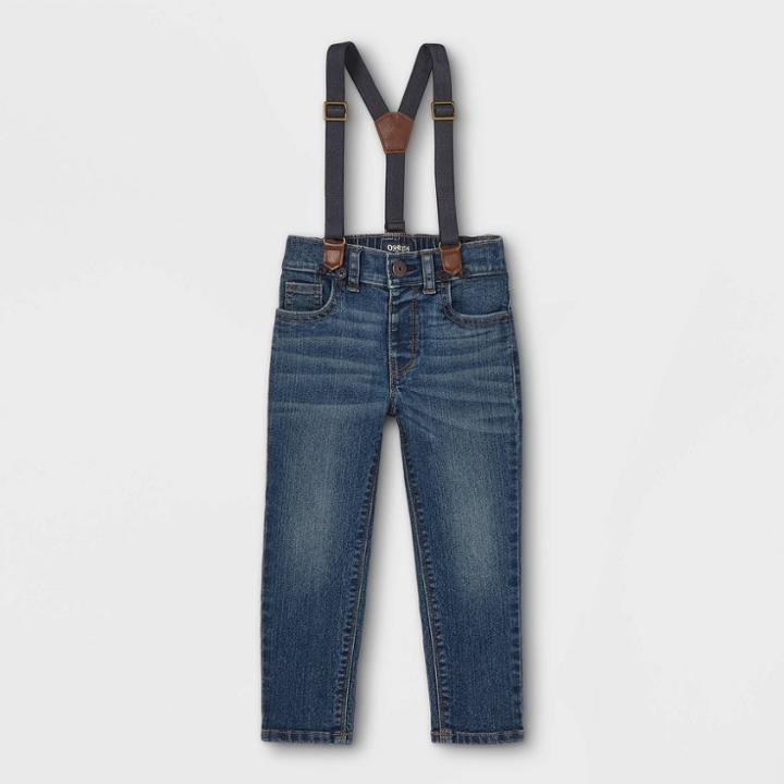 Oshkosh B'gosh Toddler Boys' Denim Suspender Jeans - Blue