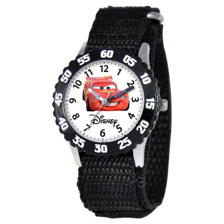 Boys' Disney Cars Stainless Steel Time Teacher With Bezel Watch - Black, Boy's