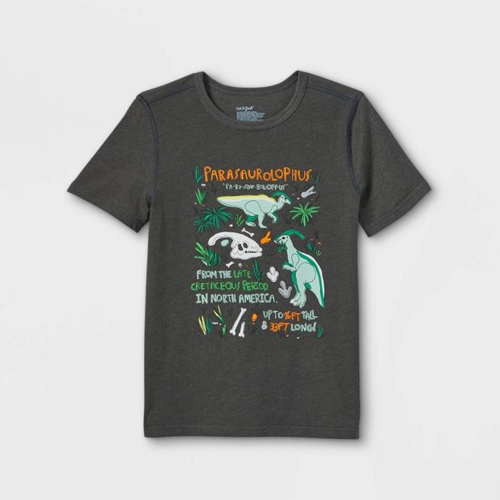 Boys' Adaptive Short Sleeve Graphic T-shirt - Cat & Jack Charcoal Gray