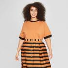 Women's Plus Size Short Sleeve Crew Neck Ringer T-shirt - Who What Wear Brown/black