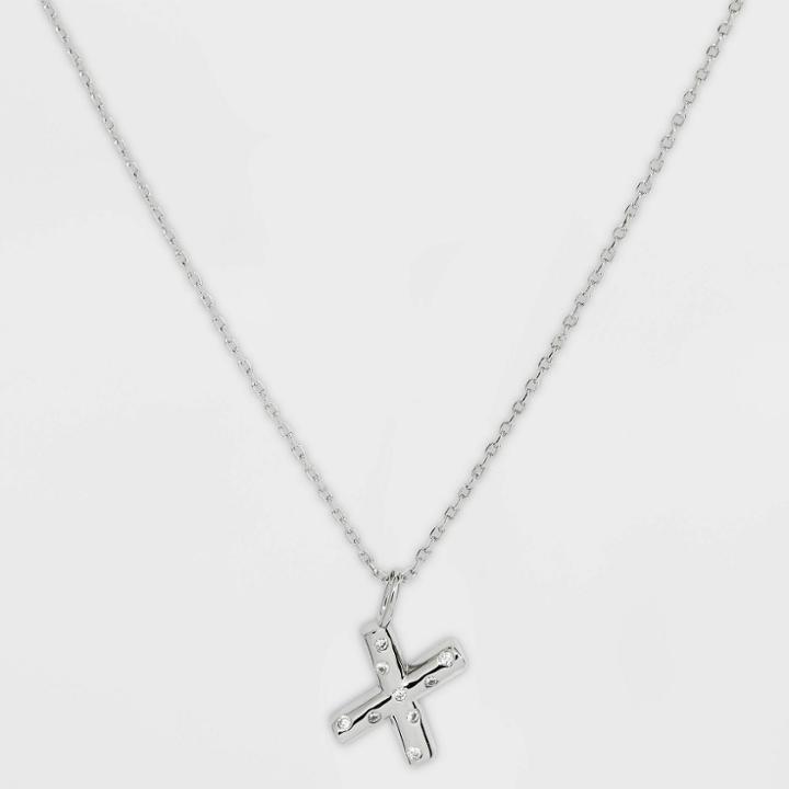 Silver Plated Cubic Zirconia 'x' Pendant Necklace - A New Day