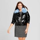 Women's Plus Size Cropped Bomber Flight Jacket - Who What Wear Black