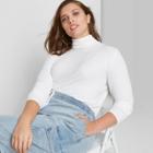 Women's Plus Size Long Sleeve Turtleneck T-shirt - Wild Fable Fresh White