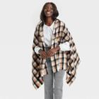 Women's Plaid Wrap Jacket - A New Day Brown