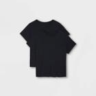 Women's Plus Size Short Sleeve Slim Fit 2pk Bundle T-shirt - A New Day Black/black