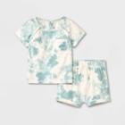 Grayson Collective Baby Tie-dye Terry Top & Shorts Set - Blue Newborn