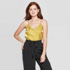 Women's Regular Fit V-neck Metallic Satin Cami - A New Day Gold S, Women's,