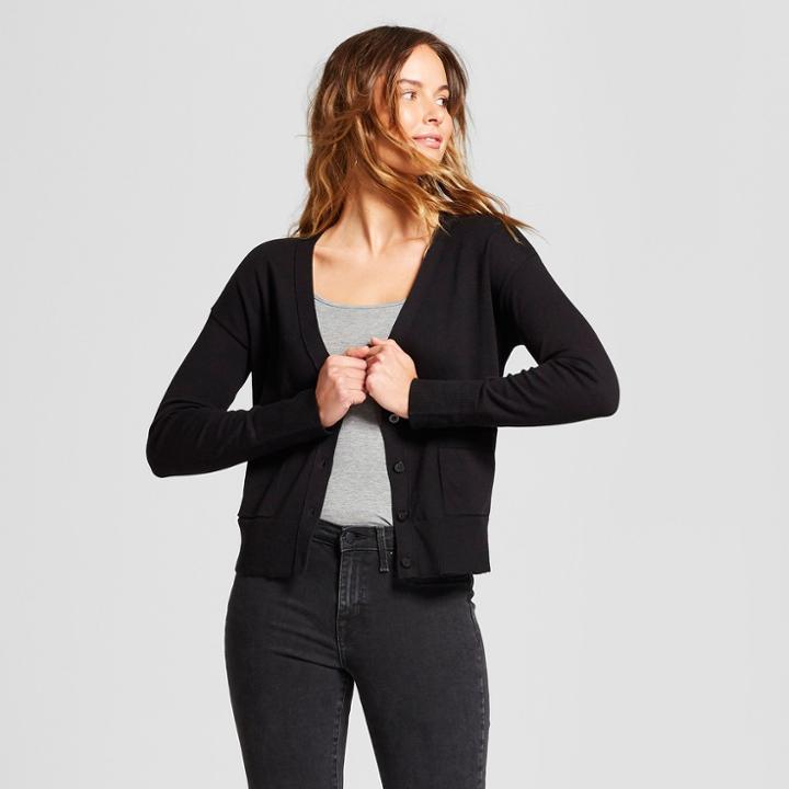 Women's Any Day V-neck Cardigan Sweater - A New Day Black