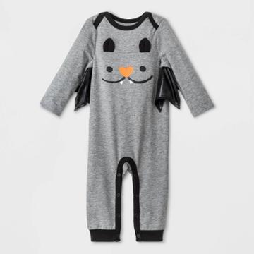 Baby Boys' Halloween Long Sleeve Romper - Cat & Jack Heather Gray Newborn, Kids Unisex