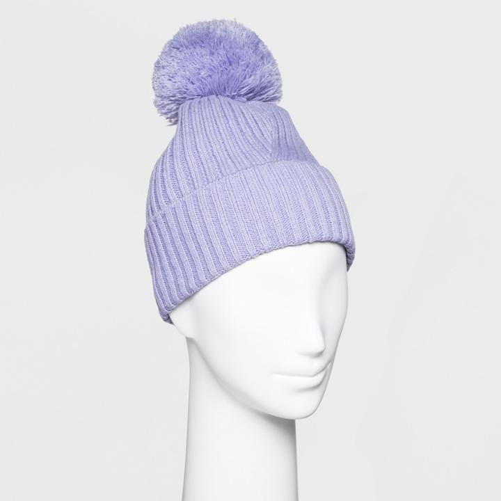 Women's Ribbed Cuff Pom Beanie - A New Day