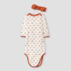 Baby Girls' Earth & Sky Nightgown With Headwrap - Cloud Island Cream/orange Newborn