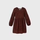 Women's Printed Long Sleeve Dress - A New Day Brown